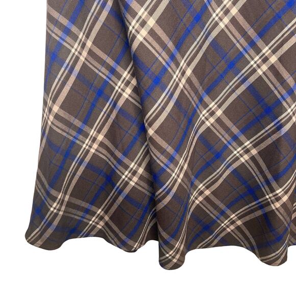 Jones Size 12 Brown Diagonal Plaid Skirt Stretch ALine Preppy Dark Academia - Picture 7 of 10